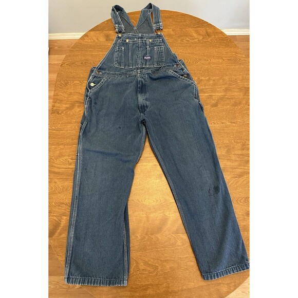 Big Smith Bib Overalls Blue Dark Wash 38x26 Made USA Work Vintage 90’s Mechanic - Picture 1 of 15